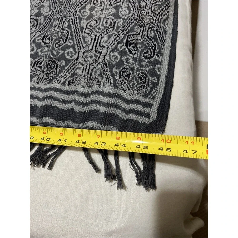 Handmade Scarf Shawl Woven Indonesia Large 46x82 Gray Cotton Wrapsody California